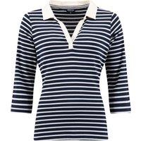 Weird Fish Thora Striped Jersey Polo Top Navy Size 8