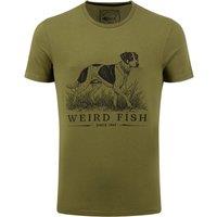 Weird Fish Working Dog Front Print Graphic T-Shirt Olive Moss Size S
