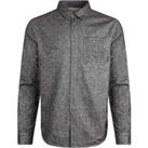 Weird Fish Glenarm Oxford Stripe Jersey Lined Shirt Dark Grey Size 2XL