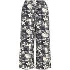 Weird Fish Tresco Eco Viscose Printed Wide Leg Cropped Trousers Ensign Blue Size 8