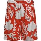 Weird Fish Aloha Linen Rich Printed Shorts Radical Red Size 12