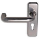 4FireDoors Roundbar Euro Profile Lock Lever Door Handle - Satin Aluminium 19mm