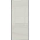Spacepro Sliding Wardrobe Door Silver Framed Single Panel Arctic White Glass - 2220 x 914mm