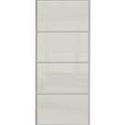 Spacepro Sliding Wardrobe Door Silver Framed Four Panel Arctic White Glass - 2220 x 762mm
