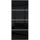 Spacepro Sliding Wardrobe Door Silver Framed Four Panel Black Glass - 2220 x 914mm