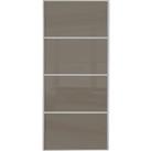 Spacepro Sliding Wardrobe Door Silver Framed Four Panel Cappuccino Glass - 2220 x 762mm