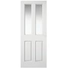 Wickes Chester White Clear Glazed Grained Moulded 4 Panel Internal Door - 1981 x 762mm