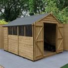 Forest Garden 10 x 8ft Double Door Overlap Apex Pressure Treated Shed with Assembly