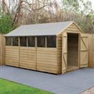 Forest Garden 12 x 8ft Large Double Door Overlap Apex Pressure Treated Shed with Assembly