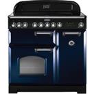 Rangemaster Classic Deluxe 90cm Induction Range Cooker - Regal Blue with Chrome Trim