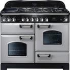Rangemaster Classic Deluxe 110cm Dual Fuel Range Cooker - Royal Pearl with Brass Trim