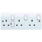 MK 13A Double Pole Fused Triple Switched Socket - White