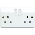 MK 13A Double Pole Twin Switched Socket - White - Pack of 5