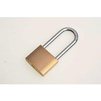 Wickes Brass Long Shackle Padlock - 40mm