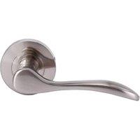 Paris Satin Nickel Round Rose Door Handle - 1 Pair