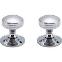 Rimmed Polished Chrome Mortice Door Knob - 1 Pair