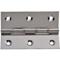 Wickes Polished Chrome Phosphor Bronze Washered Butt Hinge - 76mm - Pack of 2