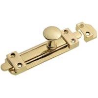 Wickes Polished Brass Heavy Duty Flat Bolt - 100mm