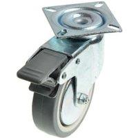 Wickes Heavy Duty Castor Wheel Swivel Plate with Brakes - 75mm - Pack of 2
