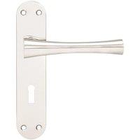 Monaco Satin Nickel Lock Door Handle - 1 Pair