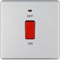 BG 45A Screwless Flat Plate Square Cooker Control Unit with Power Indicator - Brushed Steel