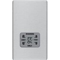 BG Screwless Flat Plate Dual Voltage Shaver Socket - Brushed Steel