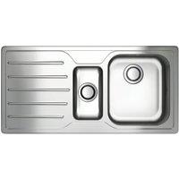 Carron Phoenix Ibis 1.5 Bowl Left Hand Drainer Kitchen Sink - Stainless Steel