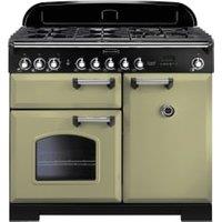 Rangemaster Classic Deluxe 100cm Dual Fuel Range Cooker - Olive Green with Chrome Trim