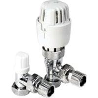 Primaflow White Thermostatic Radiator Valve & Lockshield - 15mm