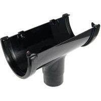 FloPlast 115mm Black Hi-Cap Half Round Gutter Running Outlet