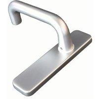 4FireDoors 19mm Roundbar Lever Door Handle on Backplate - Satin Aluminium