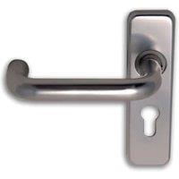 4FireDoors 19mm Roundbar Euro Profile Lock Lever Door Handle - Satin Aluminium