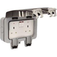 Masterplug 13A Twin Exterior Switched Socket - Grey