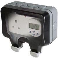 Masterplug 13A Weatherproof Single Exterior Switched Timer Socket - Grey