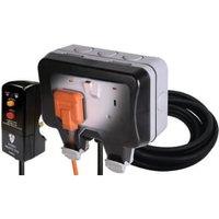 Masterplug 13A Twin Exterior Switched Socket & Plug Kit - Grey