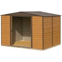 Rowlinson Woodvale Large Double Door Metal Apex Shed including Floor - 10 x 12ft