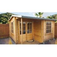 Shire Ringwood Large Double Door Log Cabin including Covered Porch - 12 x 15ft