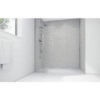 Mermaid White Sparkle Gloss Laminate 2 Sided Shower Panel Kit - 900 x 900mm