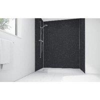 Mermaid Black Sparkle Gloss Laminate 3 Sided Shower Panel Kit - 900 x 900mm