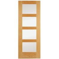 Wickes Marlow Glazed Oak Veneer 4 Panel Shaker Internal Door - 1981 x 838mm