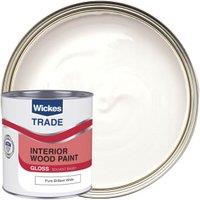 Wickes Trade Non-Drip Gloss Wood & Metal Paint - Pure Brilliant White - 1L