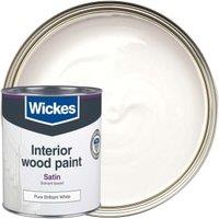 Wickes One Coat Satin Wood & Metal Paint - Pure Brilliant White - 750ml