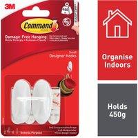 Command White Small Designer Hooks - Pack of 2