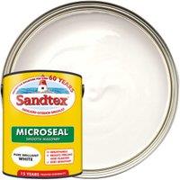 Sandtex Microseal Ultra Smooth Weatherproof Masonry 15 Year Exterior Wall Paint - Pure Brilliant White - 5L