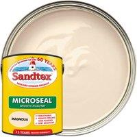 Sandtex Microseal Ultra Smooth Weatherproof Masonry 15 Year Exterior Wall Paint - Magnolia - 5L