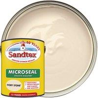 Sandtex Microseal Ultra Smooth Weatherproof Masonry 15 Year Exterior Wall Paint - Ivory Stone - 5L