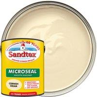 Sandtex Microseal Ultra Smooth Weatherproof Masonry 15 Year Exterior Wall Paint - Cornish Cream - 5L