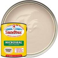 Sandtex Microseal Ultra Smooth Weatherproof Masonry 15 Year Exterior Wall Paint - Country Stone - 5L