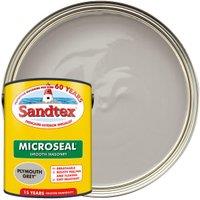 Sandtex Microseal Ultra Smooth Weatherproof Masonry 15 Year Exterior Wall Paint - Plymouth Grey - 5L