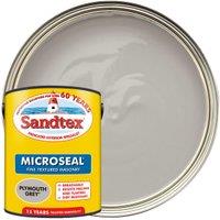 Sandtex Microseal Fine Textured Weatherproof Masonry 15 Year Exterior Wall Paint - Plymouth Grey - 5L